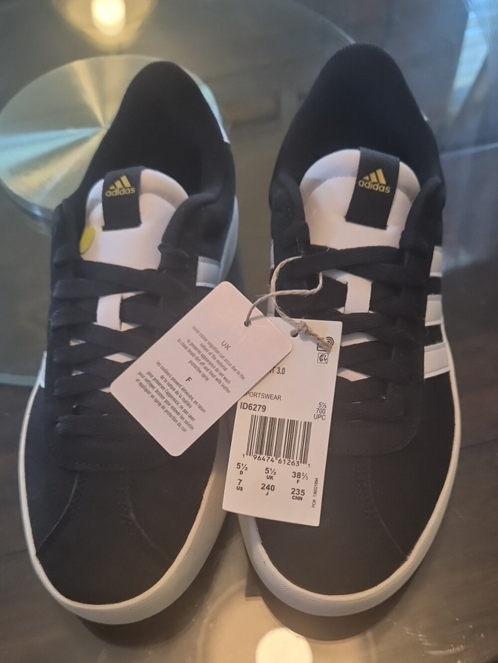 adidas Black with White Stripe Low-Top Sneakers